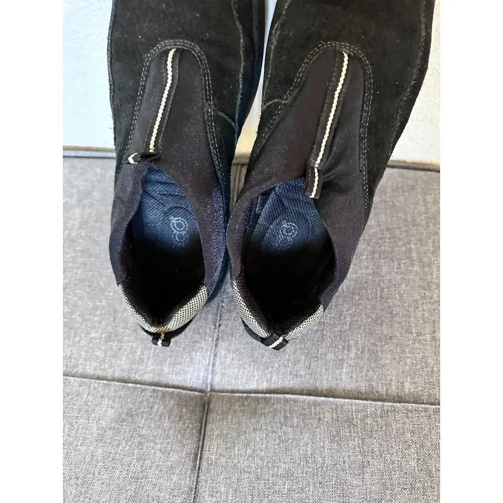 Ecco Womens Loafer Slip‎ On Black Suede Leather Shoe Size 7.5 US, 38 EU